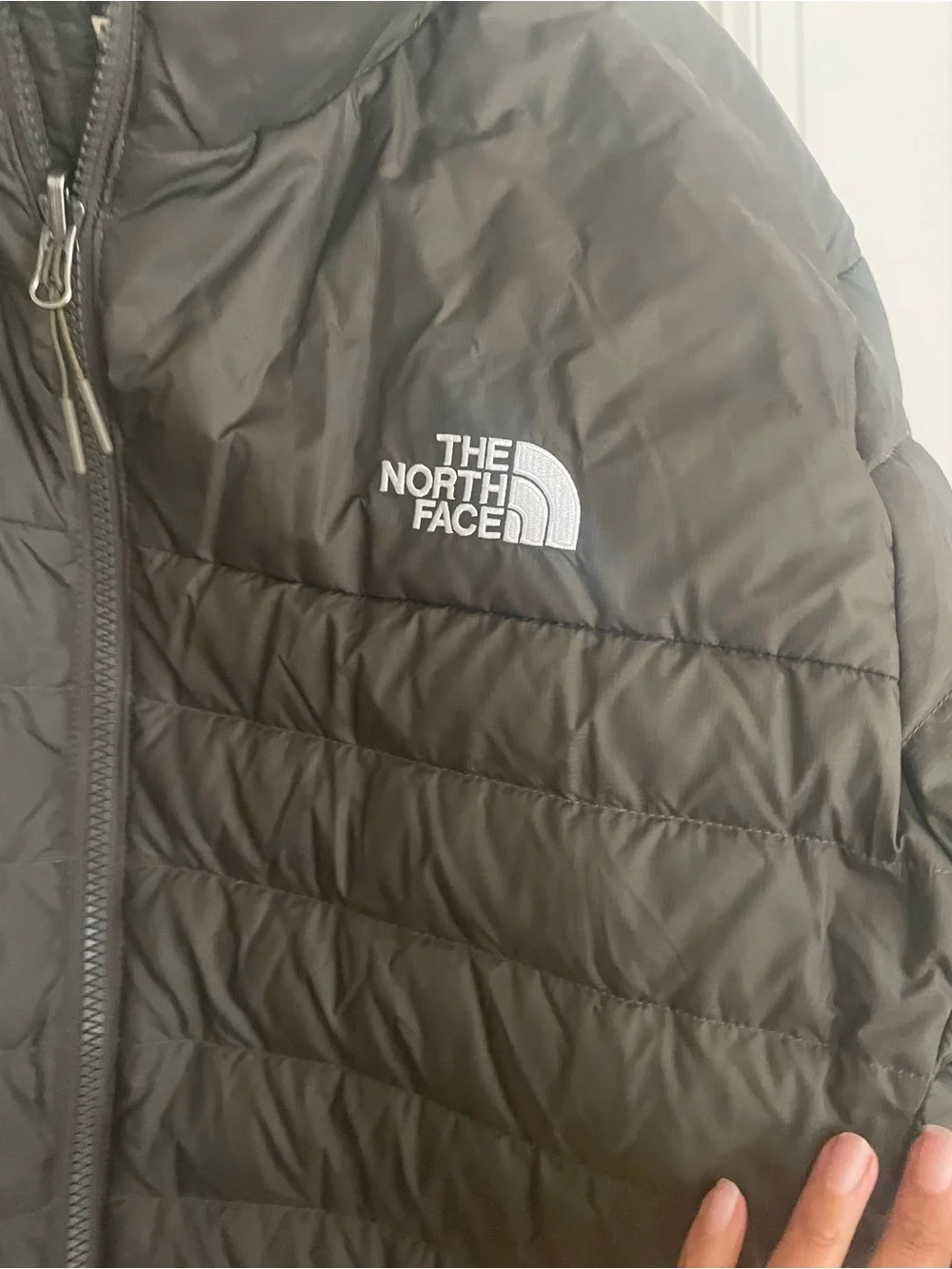 The North Face Men's Olive Puffer Jacket down ski outdoors winter coat XL EUC!